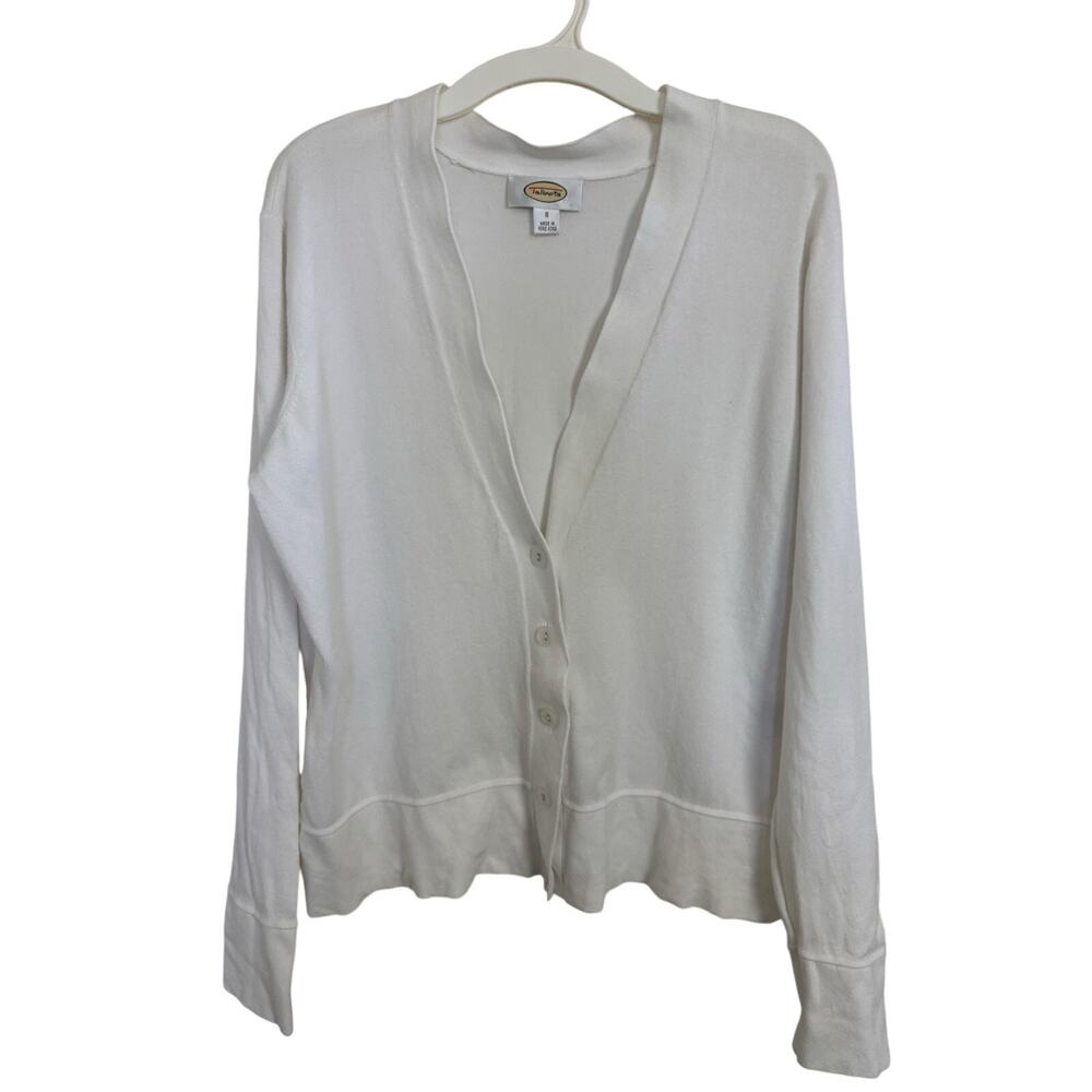 Vintage 90s White V-Neck Button Front Cardigan S Classic Preppy Closet Staple